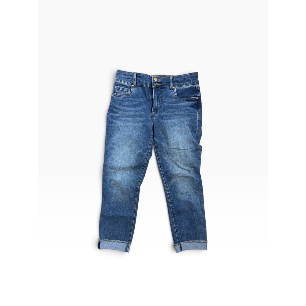 KUT from the Kloth Catherine Boyfriend Jeans Blue Medium Wash Cuffed Ankle 2